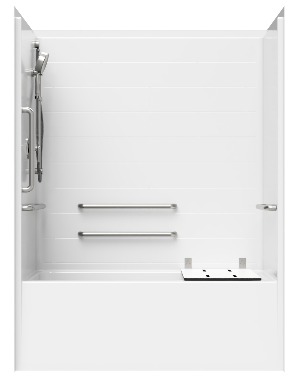 Single-Piece Tub Shower with Simulated Tile